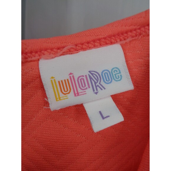 LuLaRoe Amelia Coral Dress Size Large Textured Geometric Triangle Diamond New - Picture 9 of 11